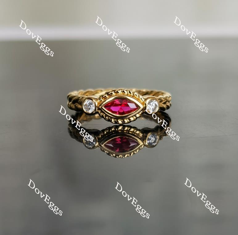 Doveggs marquise bezel setting vivid pegion blood ruby colored gem engagement ring