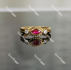 Doveggs marquise bezel setting vivid pegion blood ruby colored gem engagement ring