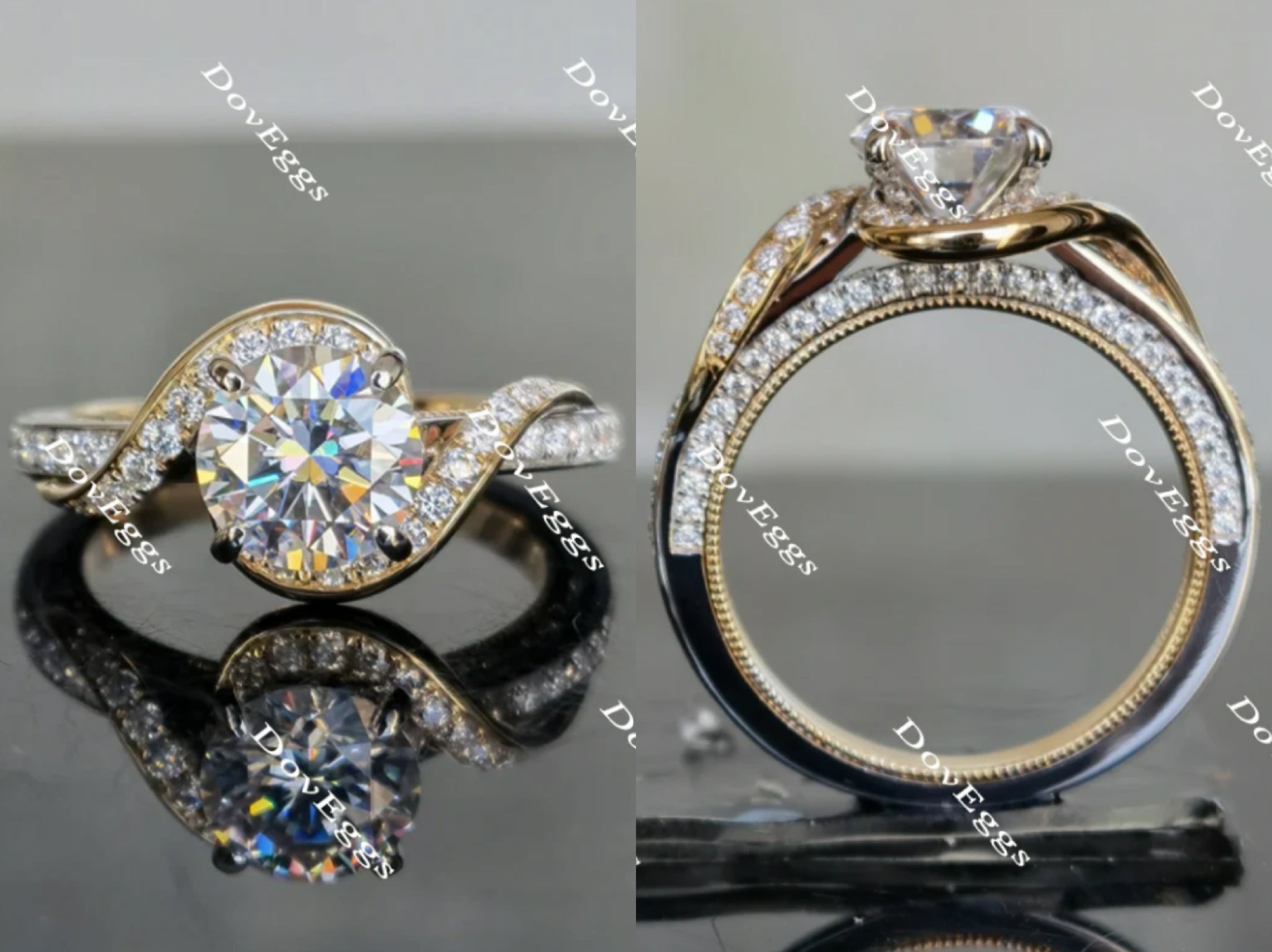 Doveggs art deco vintage moissanite engagement ring