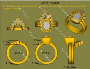 Ethereal radiant bezel moissanite engagement bridal set (2 rings)
