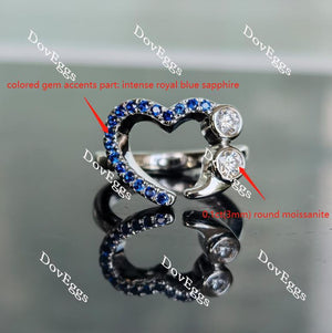 In Mayte honor: you are value round moissanite/lab grown diamond & colorded gem band-2.3mm band width