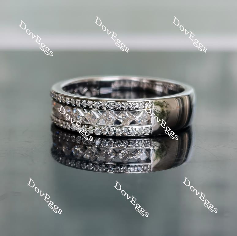 Doveggs princess round half eternity pave moissanite/lab grown diamond wedding band-6mm band width
