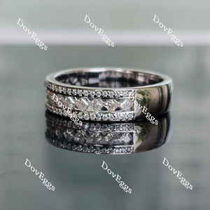 Doveggs princess round half eternity pave moissanite/lab grown diamond wedding band-6mm band width