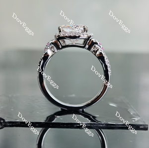 Doveggs cushion split shank halo pave moissanite and birthstone engagement ring