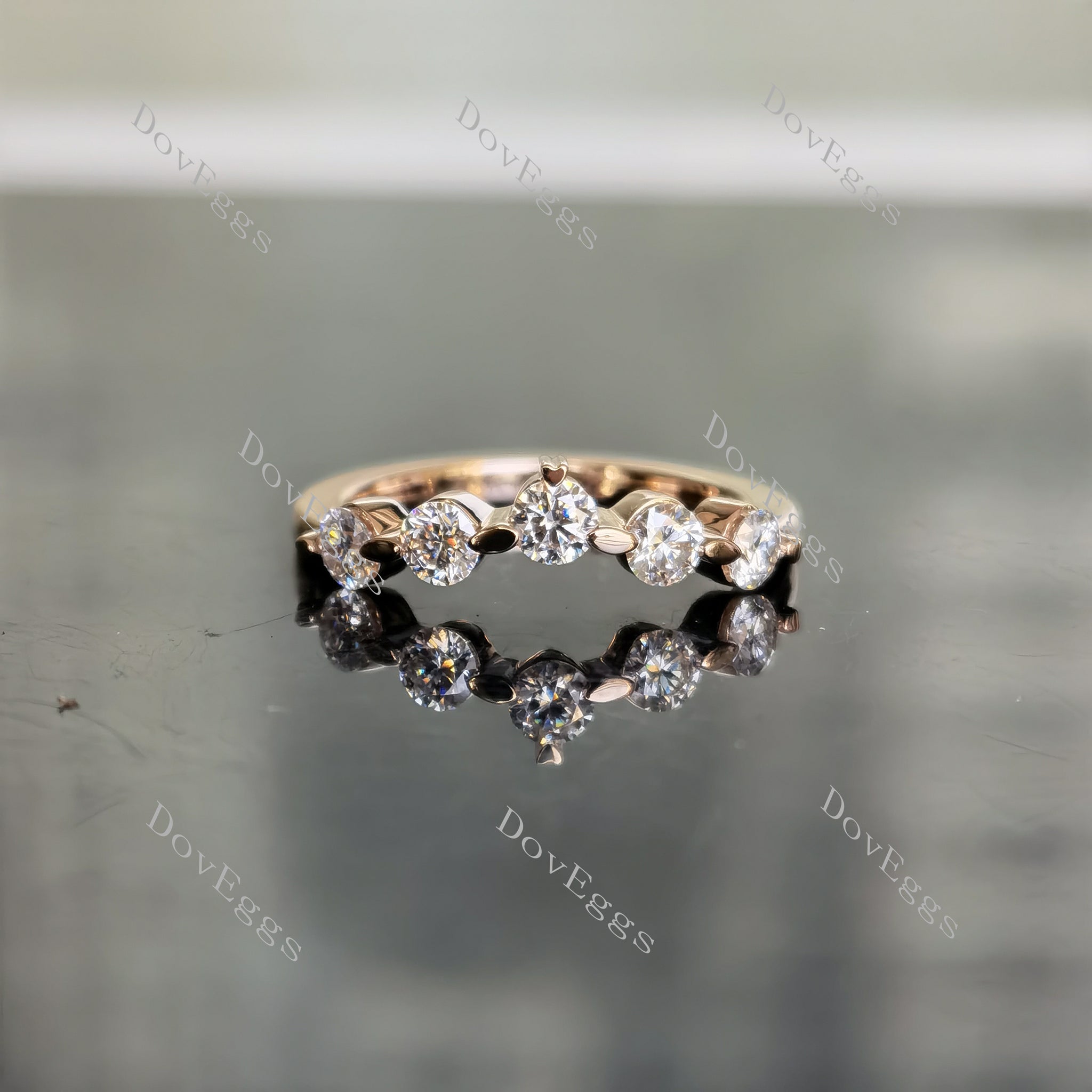 Doveggs round moissanite/lab grown diamond wedding band for women-1.7mm band width