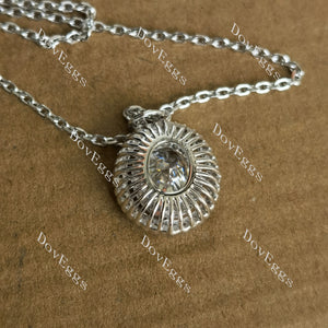 Doveggs oval bezel art moissanite pendant (pendant only)