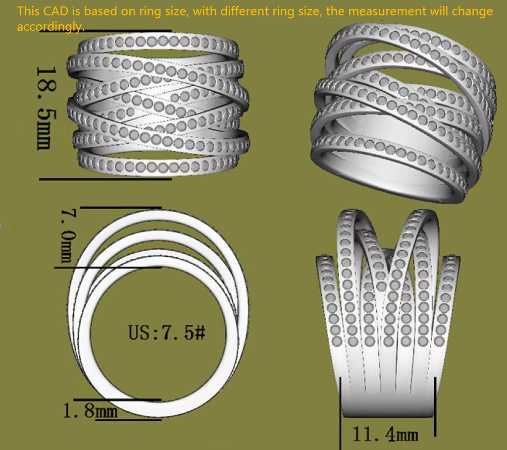 Doveggs round split shank pave moissanite wide band-11.4mm band width