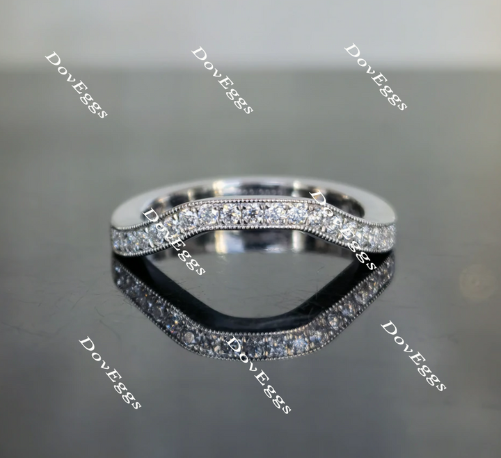 Doveggs round curved moissanite/lab grown diamond wedding band-2.2mm band width - DovEggs-Seattle