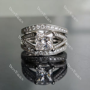 Doveggs princess split shank half eternity pave moissanite bridal set (3 rings)