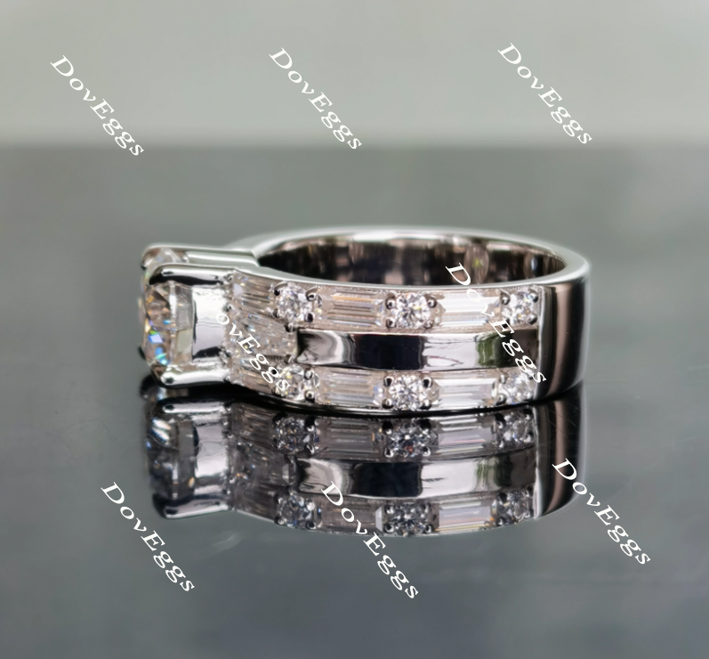 Doveggs round art deco moissanite engagement ring