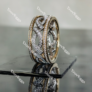 Doveggs round vintage full eternity pave moissanite/lab grown diamond wedding band-8.7mm band width