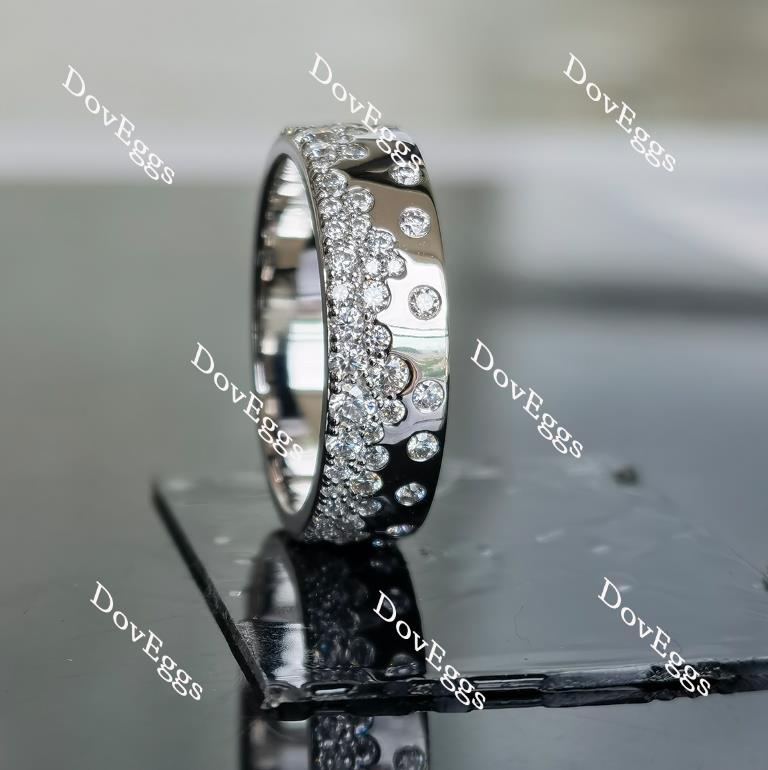 Doveggs round full eternity textured/without textured moissanite/lab grown diamond wedding band-8mm band width