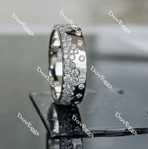 Doveggs round full eternity textured/without textured moissanite/lab grown diamond wedding band-8mm band width