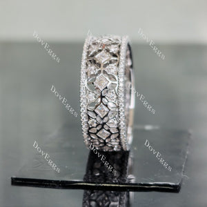 Doveggs art deco princess round full eternity moissanite/lab grown diamond wedding bands-8mm band width