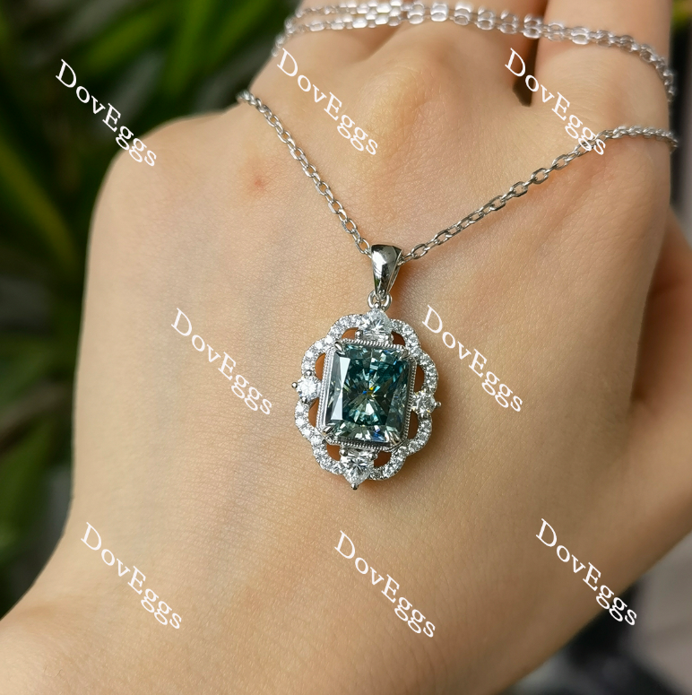 Doveggs radiant smokey spark grey moissanite pendant necklace (pendant only)