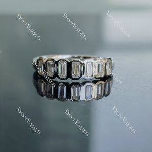 Doveggs emerald seven stones bezel moissanite wedding band-2.5mm band width