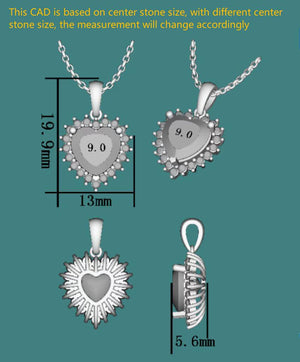 Doveggs heart halo moissanite pendant necklace (pendant only)