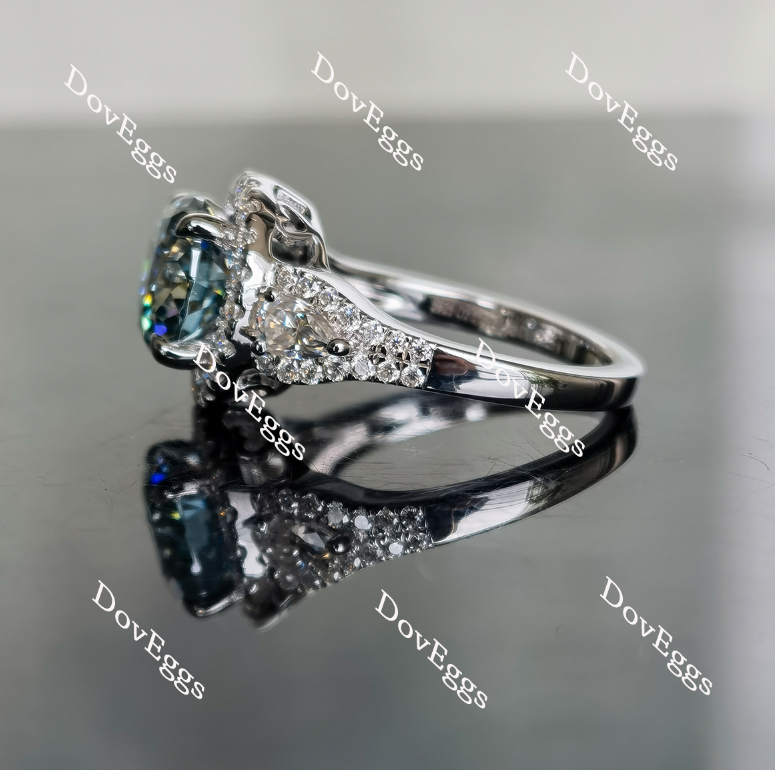 Doveggs round halo colored moissanite engagement ring
