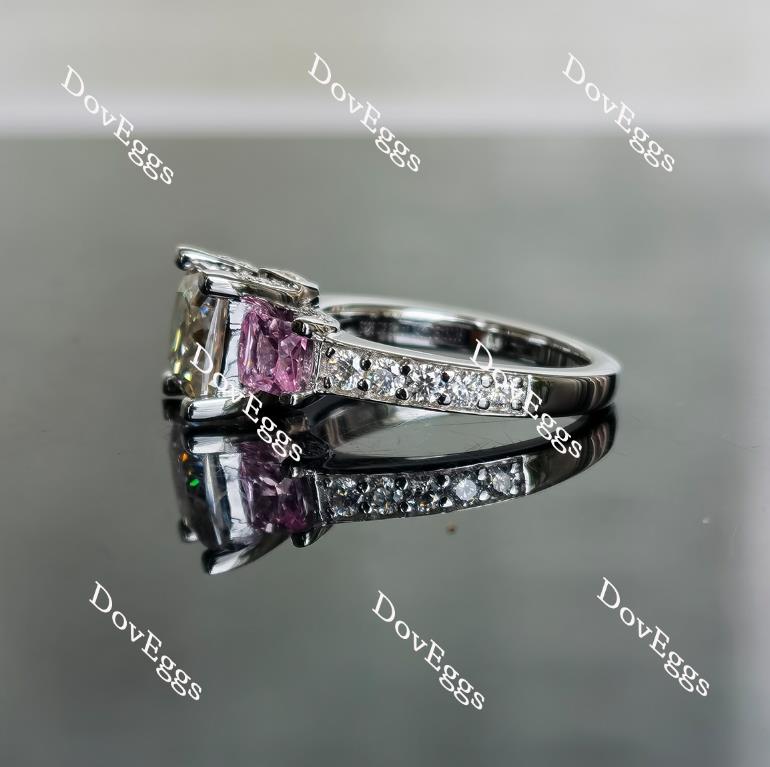 The Ginny princess side-stone moissanite & colored gem engagement ring