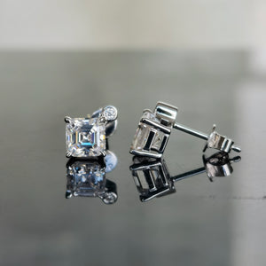 Doveggs asscher moissanite stud earring for women