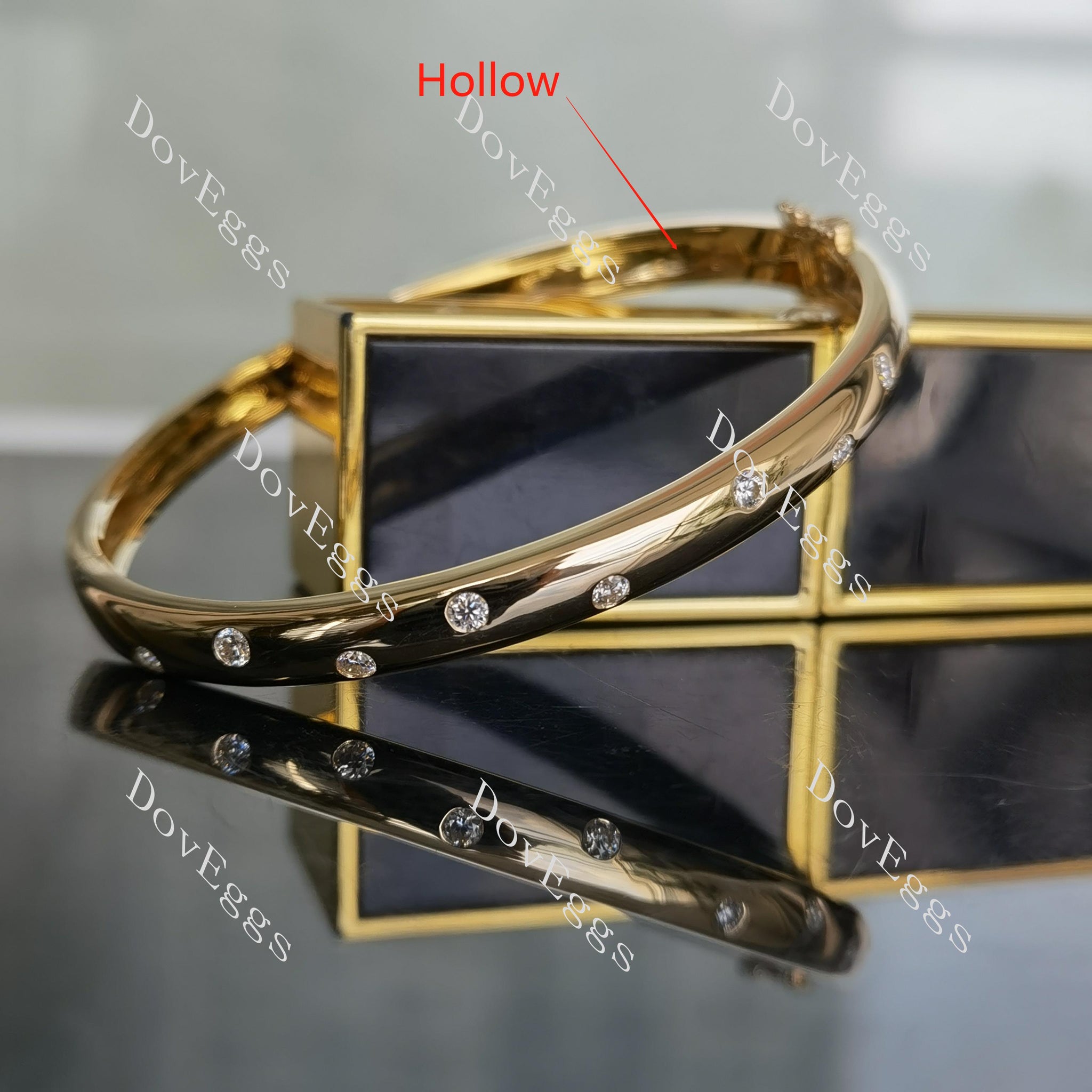 Doveggs round half eternity moissanite/lab grown diamond bangle for women