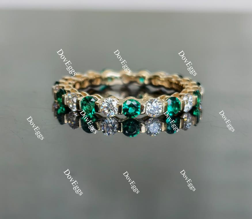Doveggs 2.5mm moissanite/lab grown diamond & colored gem eternity engagement ring wedding band-2.5mm band width
