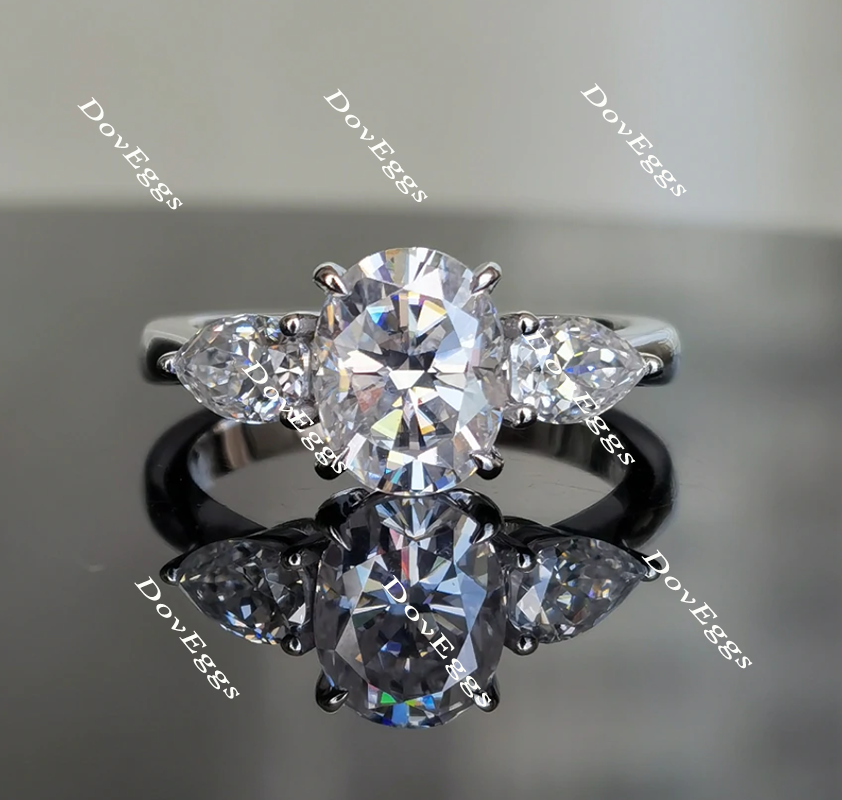 three-stone moissanite engagement ring