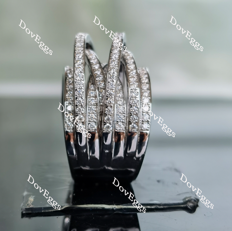 Doveggs round split shank pave moissanite/lab grown diamond wide band-11.4mm band width