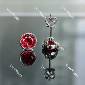 Doveggs solitaire round vivid pegion blood ruby stud earrings for women
