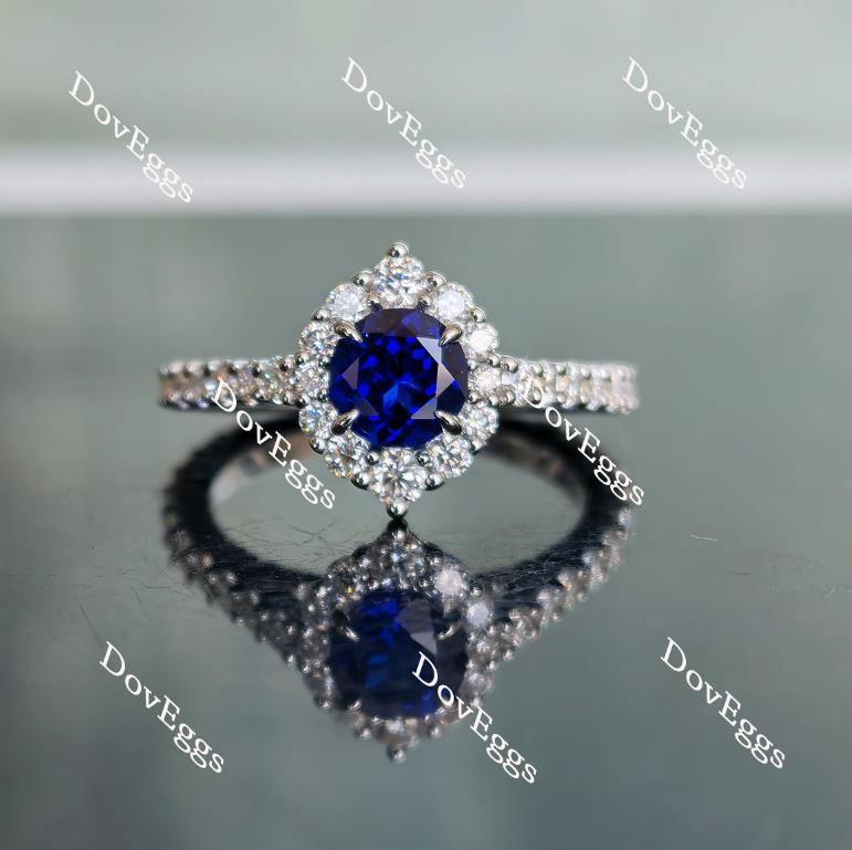 The Julie flower shape colored gem & colored moissanite ring