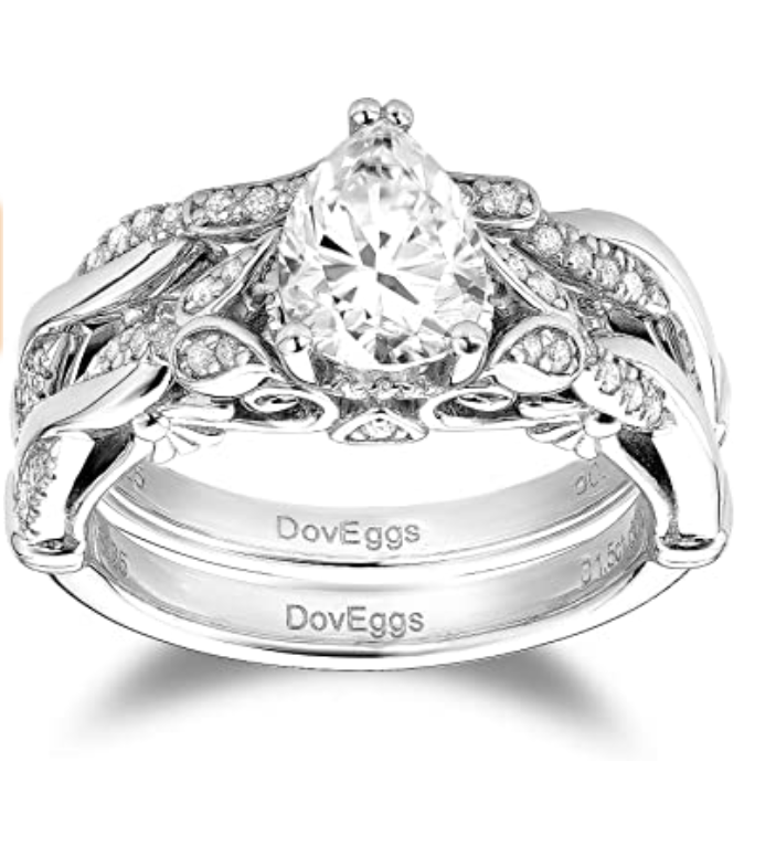 doveggs sterling silver vintage moissanite wedding band (wedding band only)