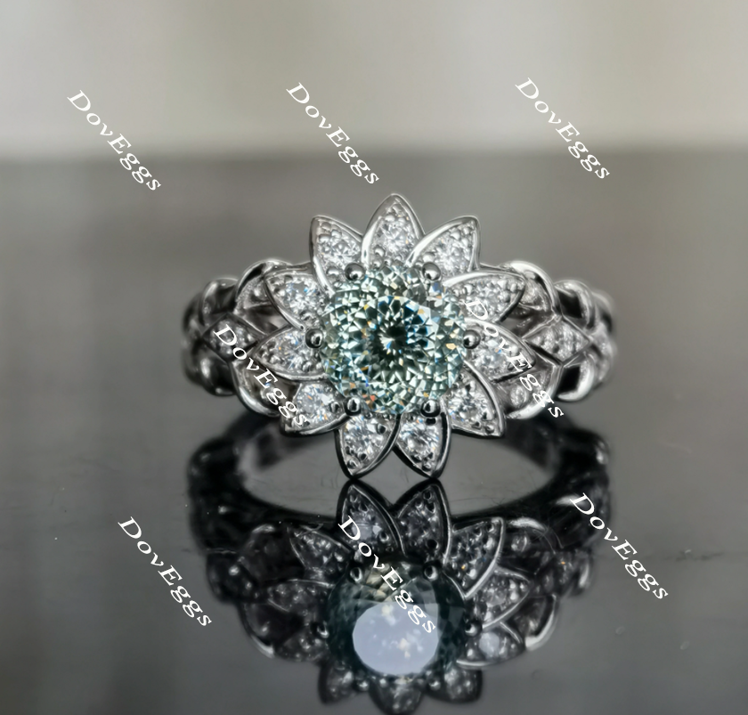 flower shape moissanite engagement ring