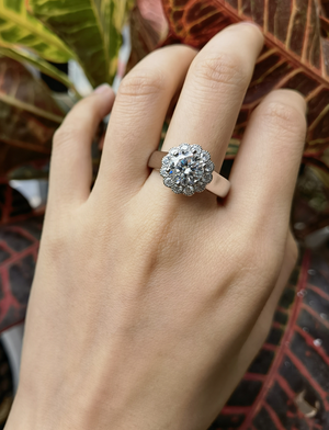 doveggs flower shape round moissanite engagement ring