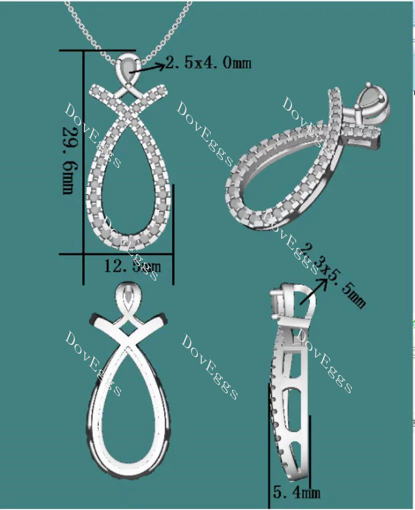 Doveggs pear round ribbon moissanite pendant necklace(Pendant only)