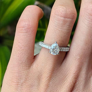 Doveggs pear vintage pave moissanite engagement ring in sterling silver