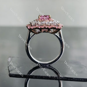 DovEggs cushion floral halo colored gem engagement ring
