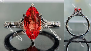 art deco orange sapphire engagement ring