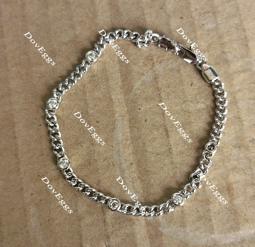 Doveggs round bezel setting moissanite/lab grown diamond bracelet