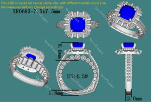 Gabriela cushion halo Peacock blue moissanite engagement ring