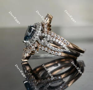 Sassanach smokey sparks grey pear moissanite bridal set (3 rings)