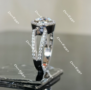 Doveggs round halo moissanite engagement ring