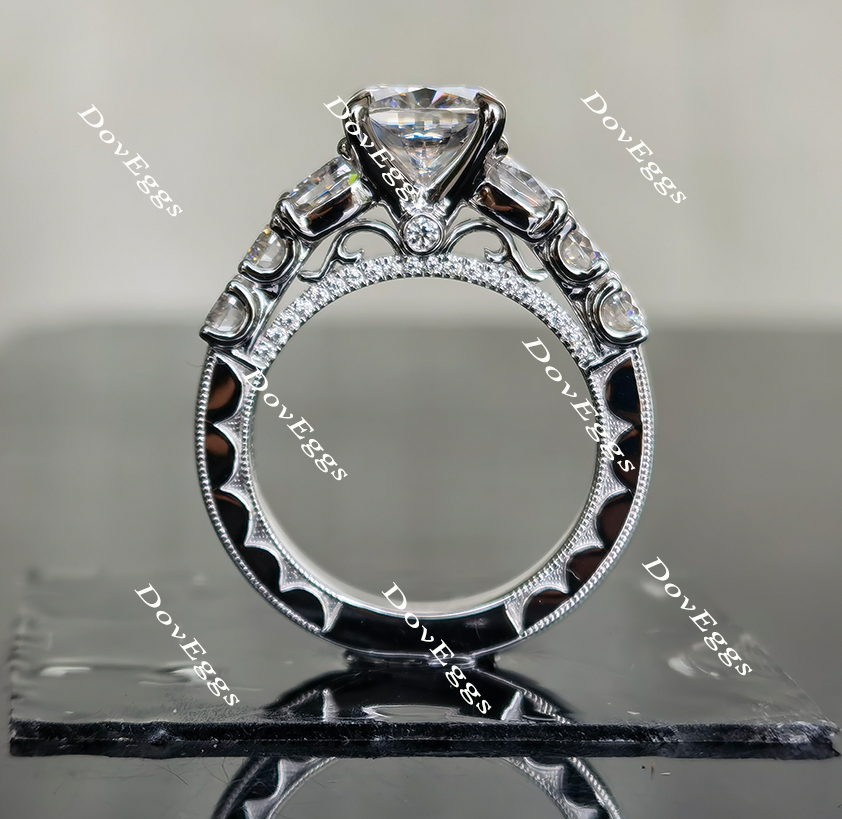 Doveggs cushion side-stone moissanite bridal set(2 rings)