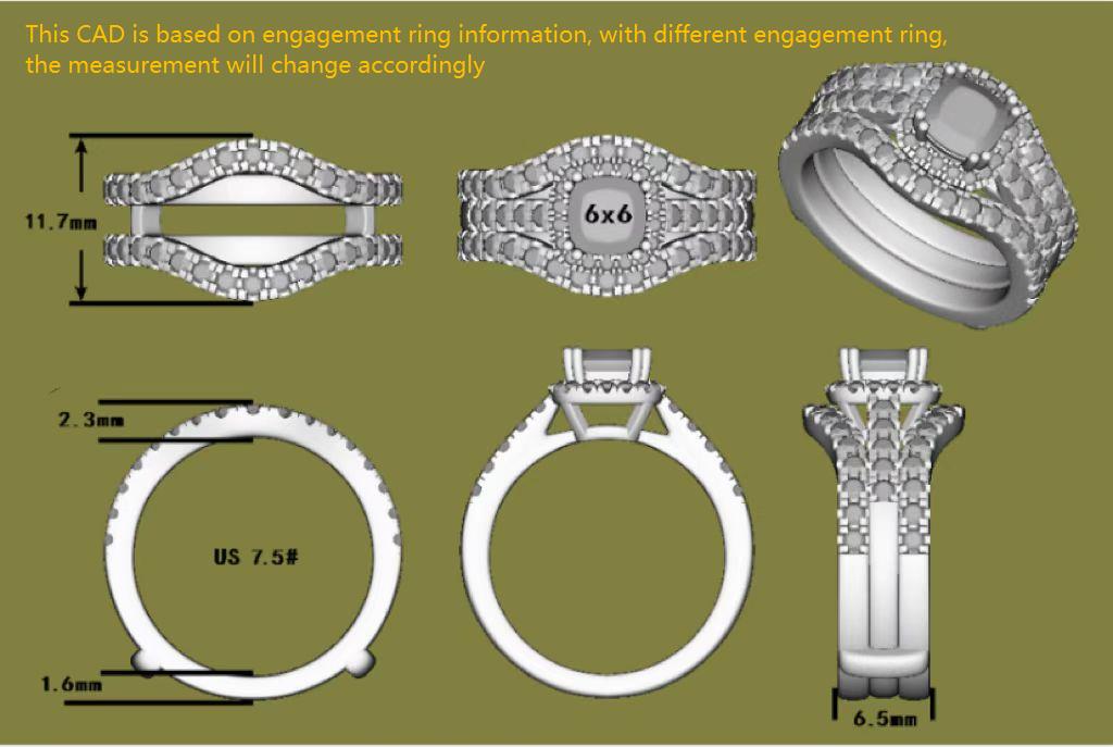 Doveggs round moissanite/lab grown diamond guard ring/enhancer-6.5mmm band width