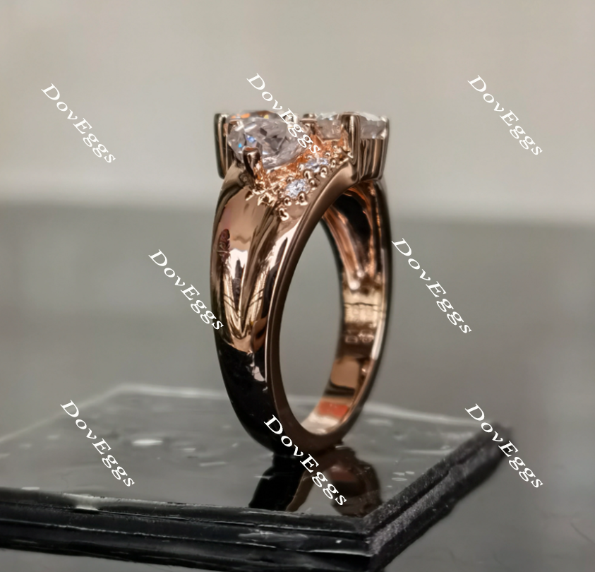 DovEggs heart three stones moissanite engagement ring