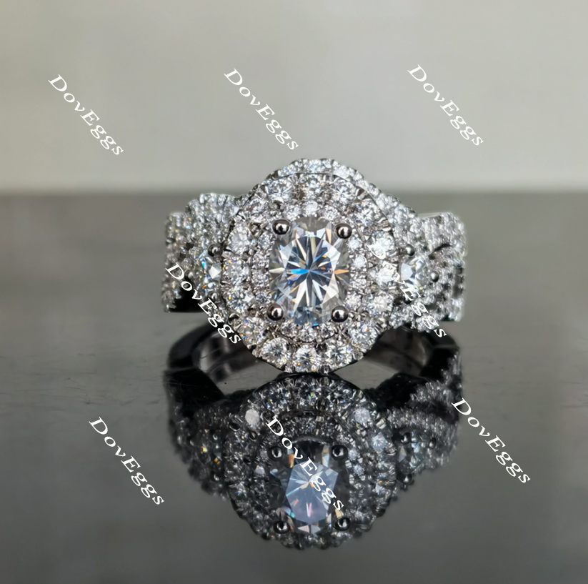 halo moissanite bridal set 