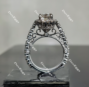 Doveggs flower shape halo elongated oval moissanite engagement ring