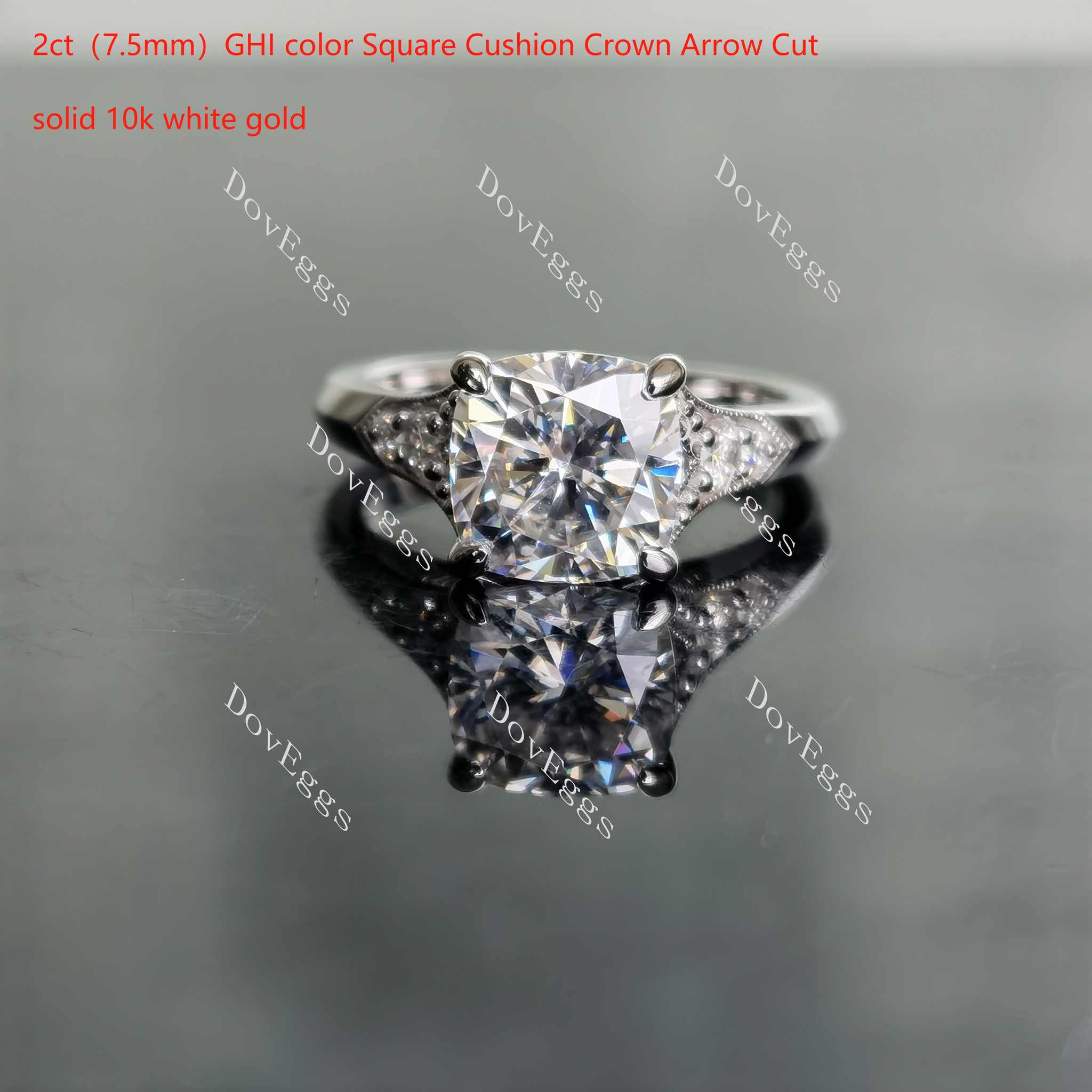 Doveggs pave art deco moissanite/colored gem engagement ring for women