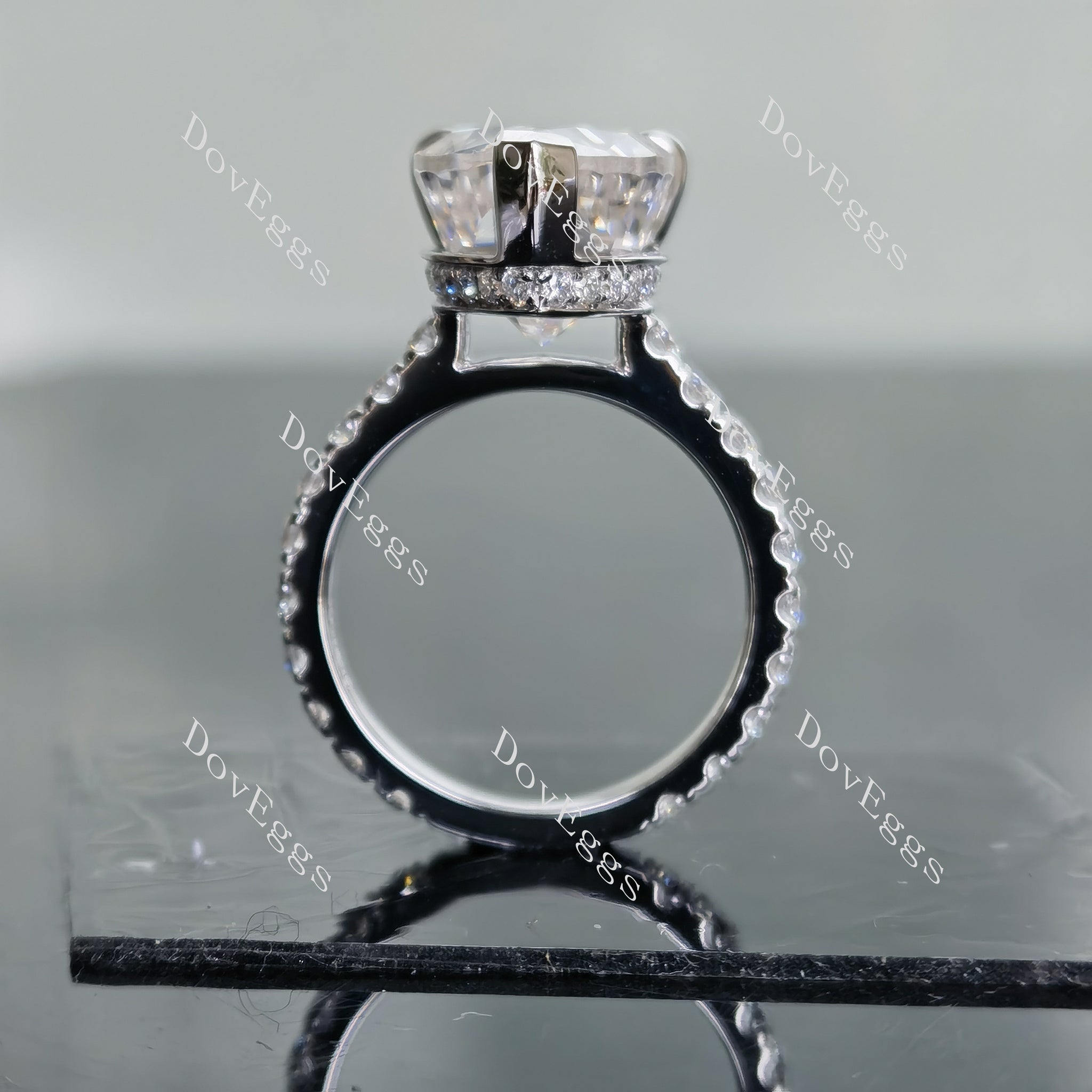 DovEggs paved pear moissanite ring/lab diamond ring