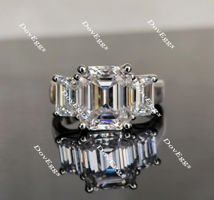 three-stone moissanite engagement ring