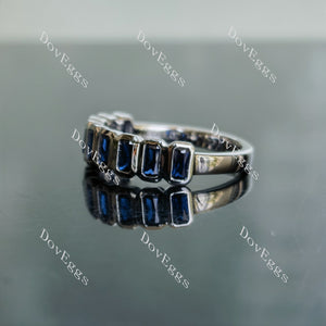 Doveggs emerald nine stones bezel colored gem wedding band-2.5mm band width